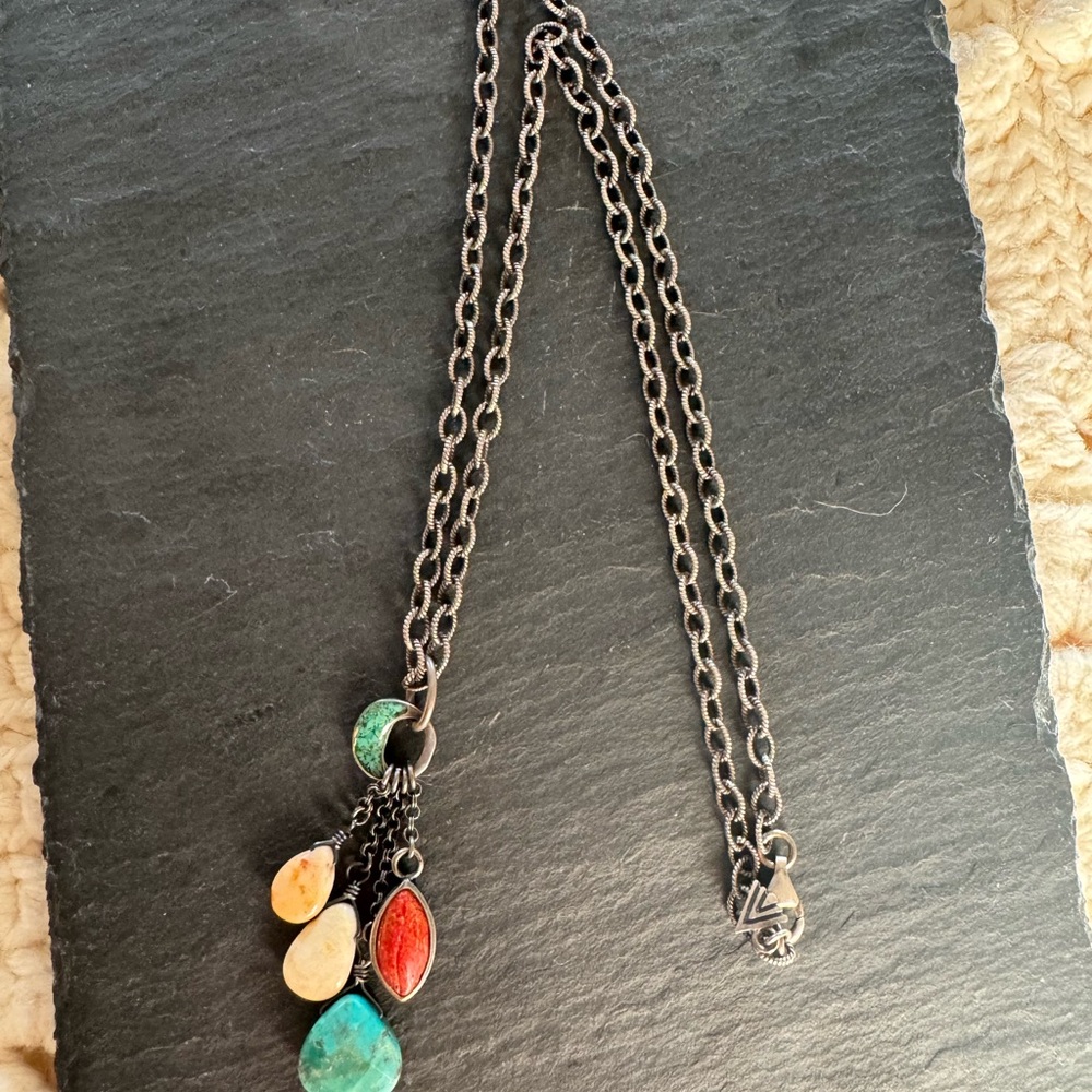 Silpada Sterling Silver Multi Gemstone Charm Necklace